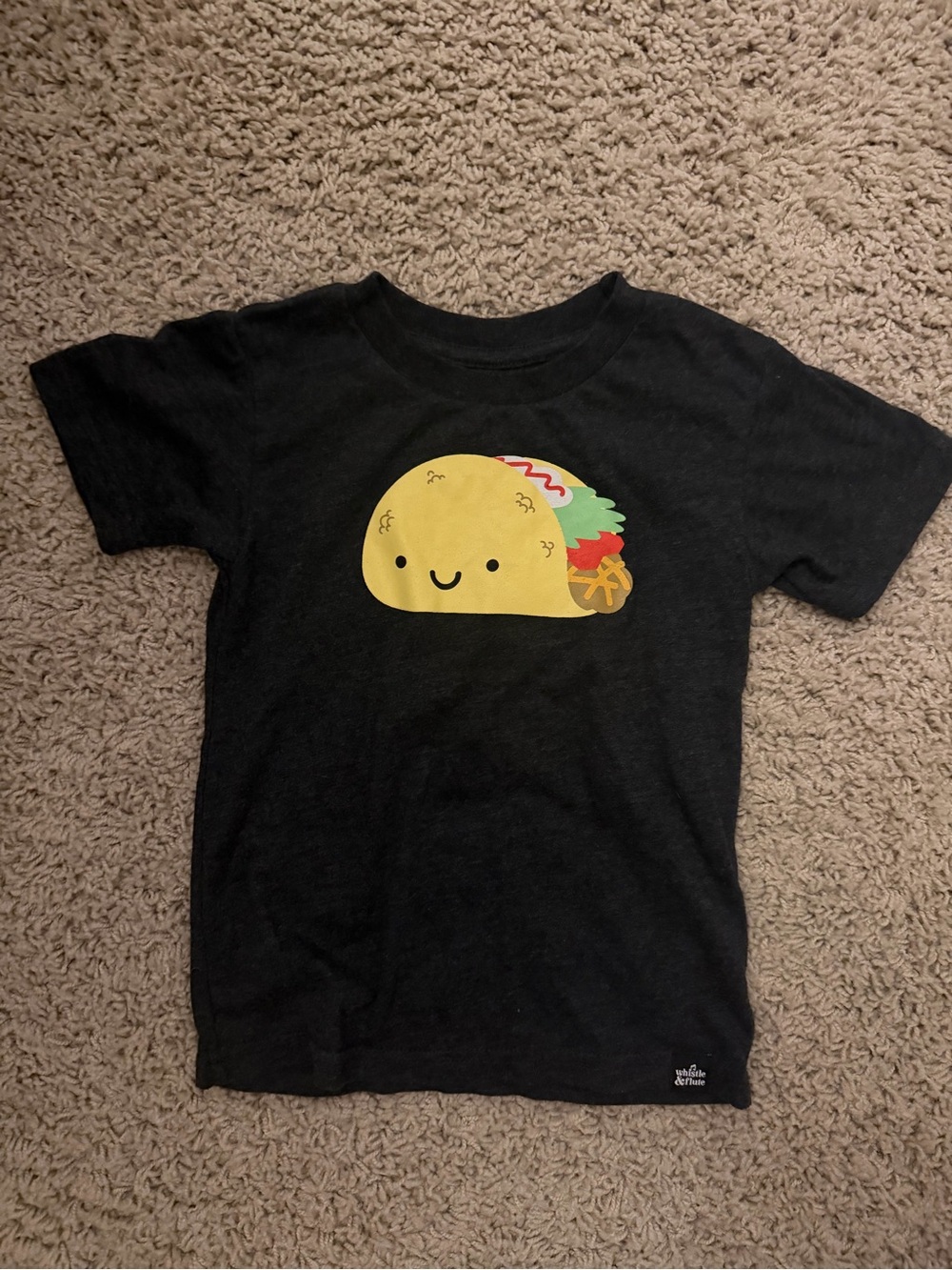 Whistle & Flute Taco short sleeve t-shirt dark charcoal size 5-6 years